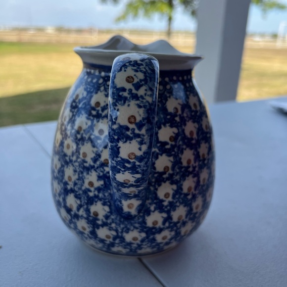 🔥 Sale. Blue and White Floral Ceramic Pitcher Made in Poland - Picture 3 of 6
